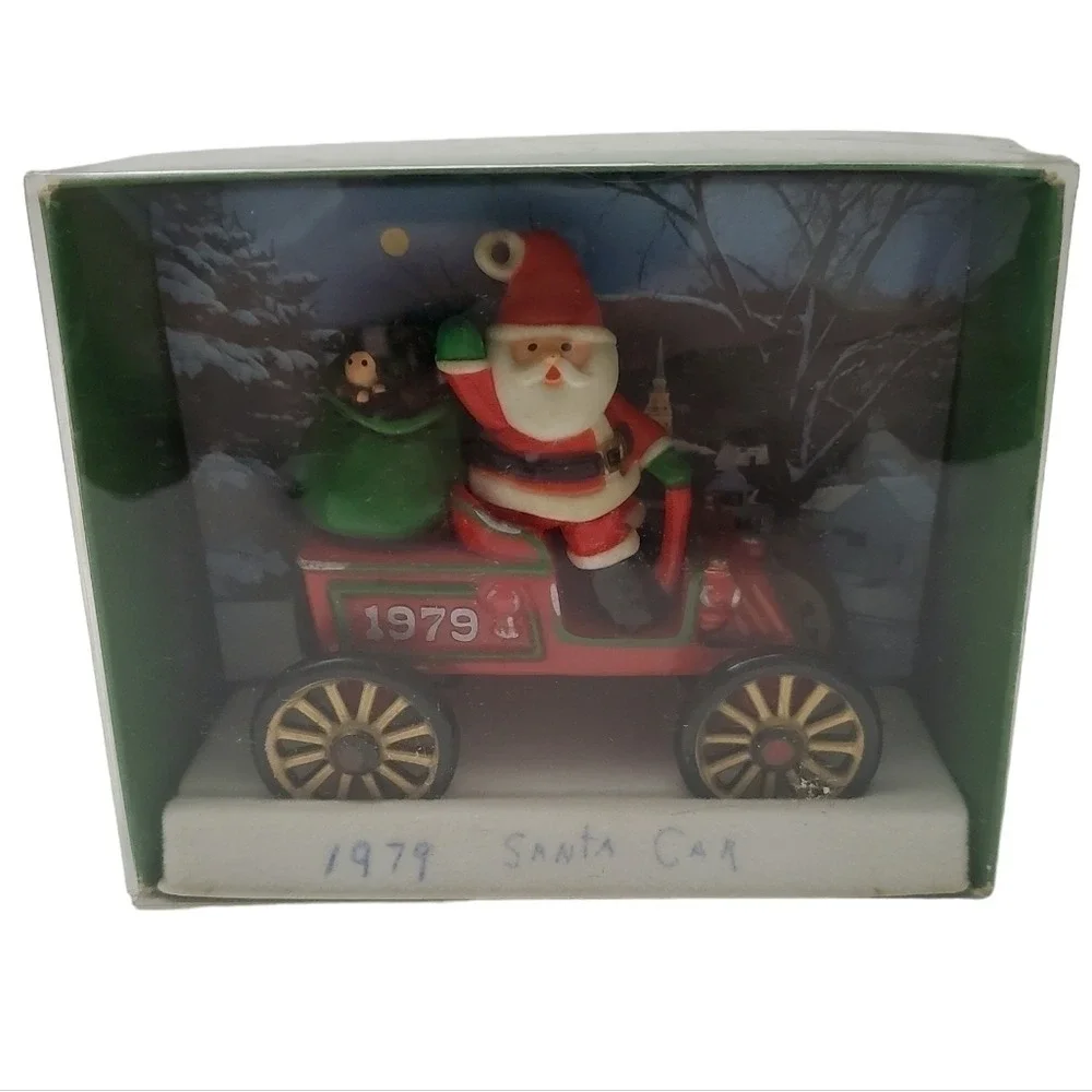 1979 Here Comes Santa Number 1 in Series Santa's Motor Car Hallmark Ornament